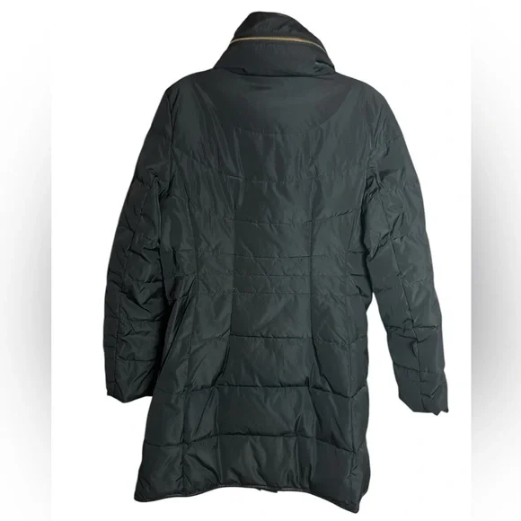 Cole Haan Puffer Coat Down Filled Faux Fur Collar Hidden Hood Blk Sz M Like New - Picture 9 of 15